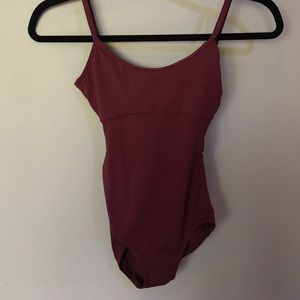 Burgundy leotard with criss cross back