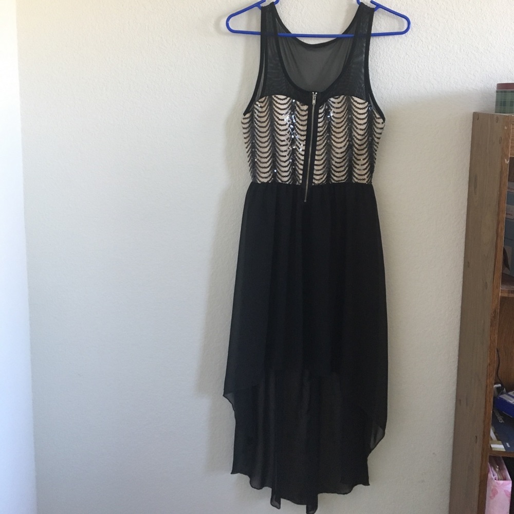 Black & Cream High Low Dress