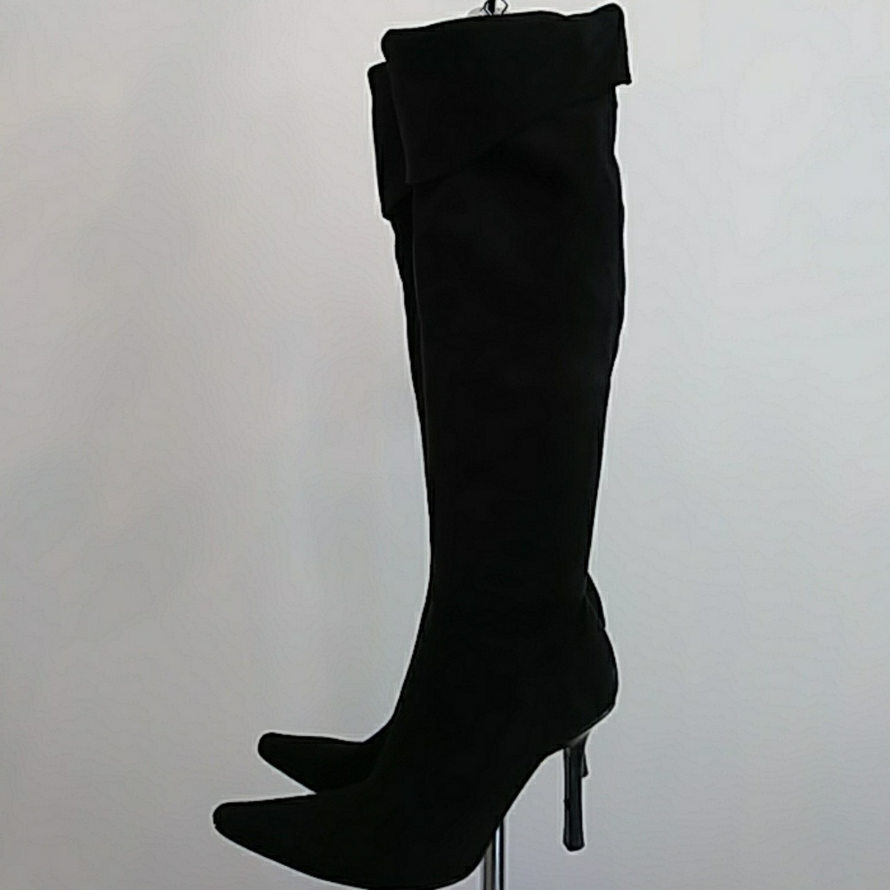 bebe Black Suede Boots Over The Knee