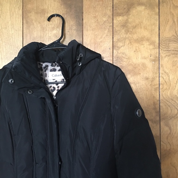Long Black Down Calvin Klein Coat - Picture 2 of 7