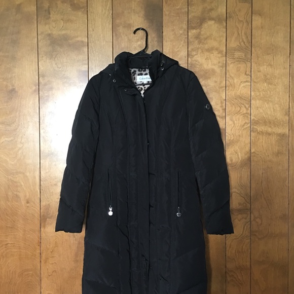Long Black Down Calvin Klein Coat - Picture 3 of 7