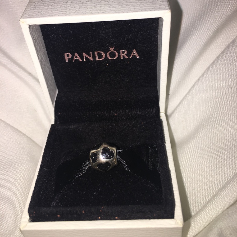 Pandora sterling and black hearts I love you charm