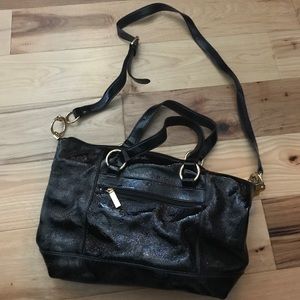 Hobo, black patent leather, crossbody bag