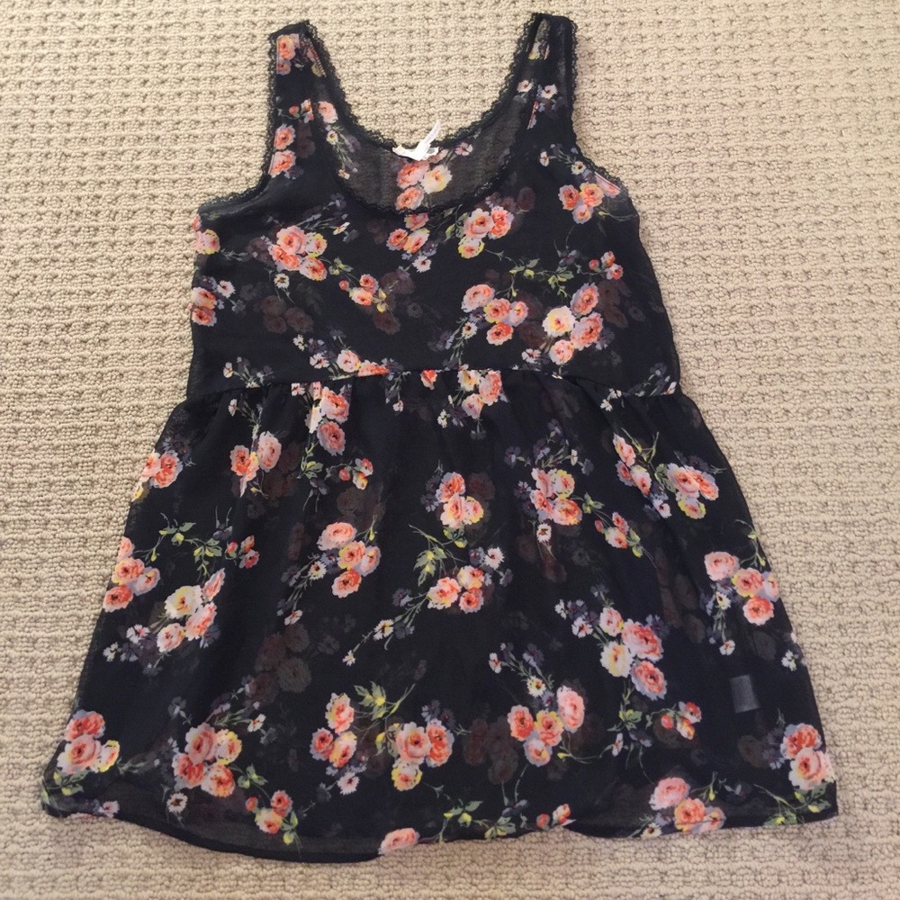 Peach rose & black babydoll tunic
