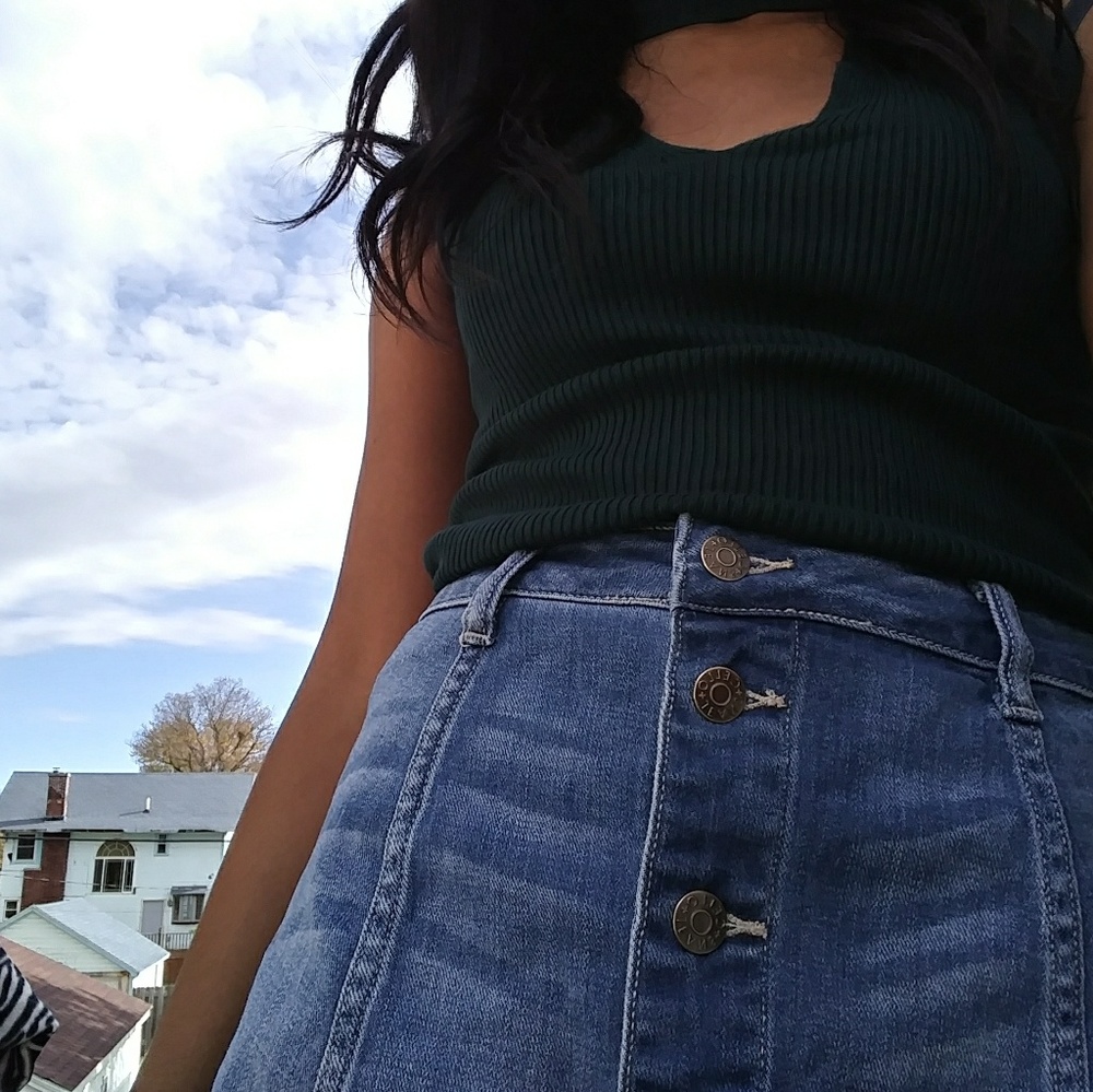 High waisted Button down jean skirt