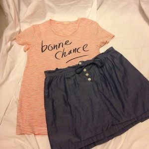 J. Crew Size Small T Shirt and Chambray Skirt
