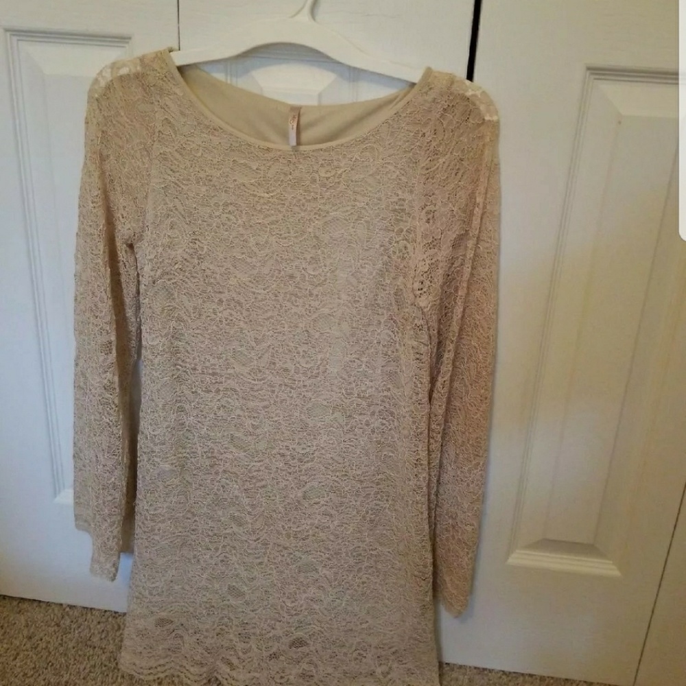 Cream lace mini dress