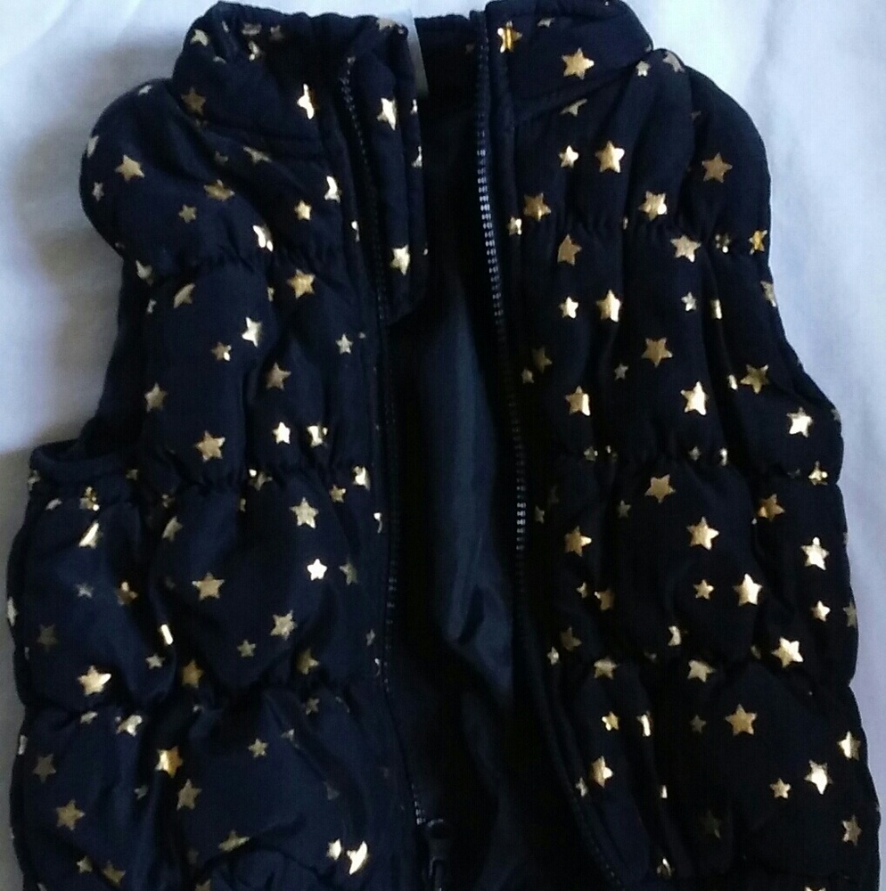 Healthtex 2T Girls Puffy Vest Black Gold Stars
