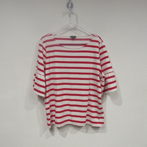 Talbots Striped Ruffle Sleeve Tee - Picture 2 of 4