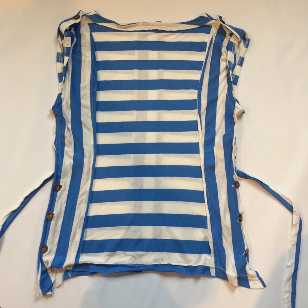 Tulle Striped Cap-Sleeve Top