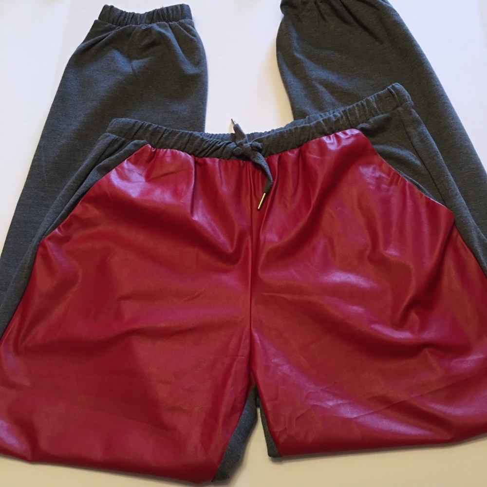 Men’s Faux Leather Front Joggers