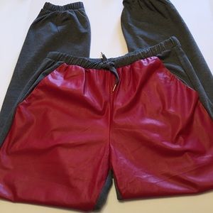 Men’s Faux Leather Front Joggers