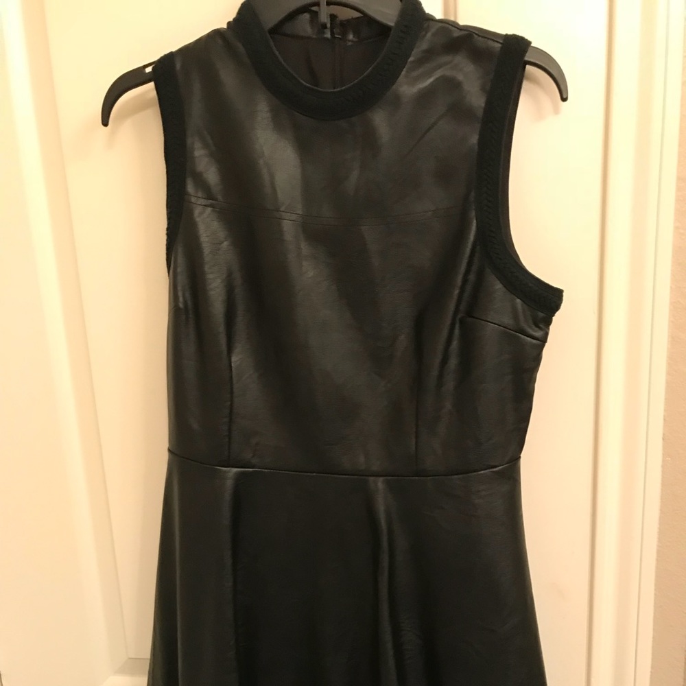 Black Pleather A Line Dress
