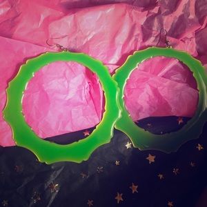 Really big green funky cute hoops