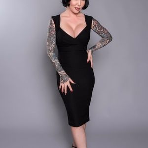 Pinup Couture Retro Erin Wiggle Dress in Black