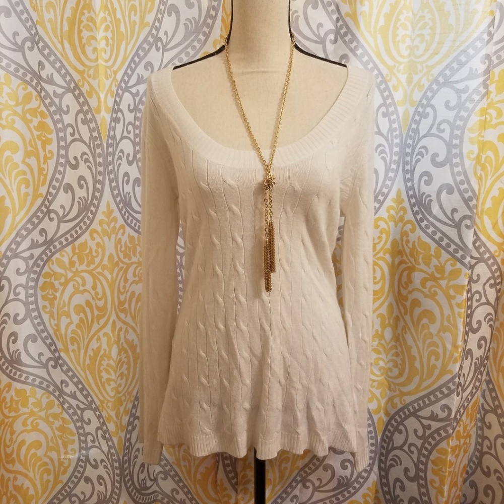 FOR SALE- IVORY CABLE KNIT CARDIGAN SWEATER