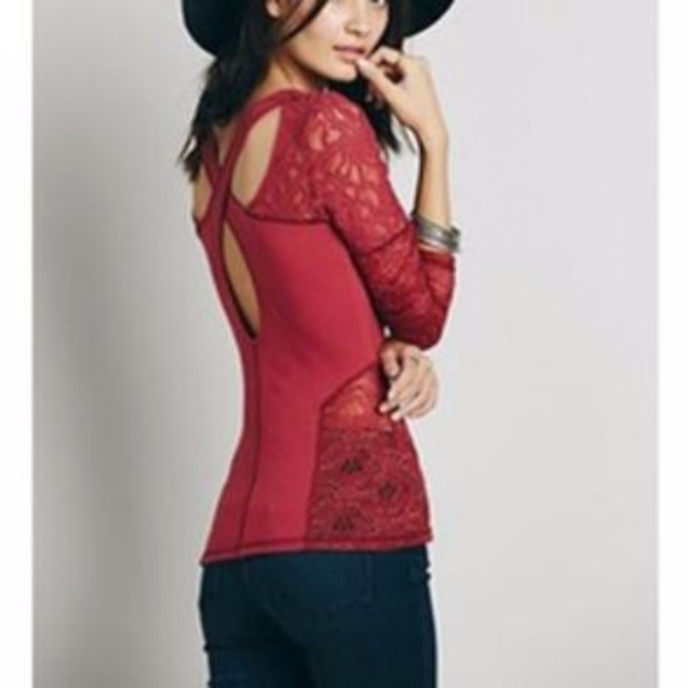 Free People Sweet Thang Red Top M