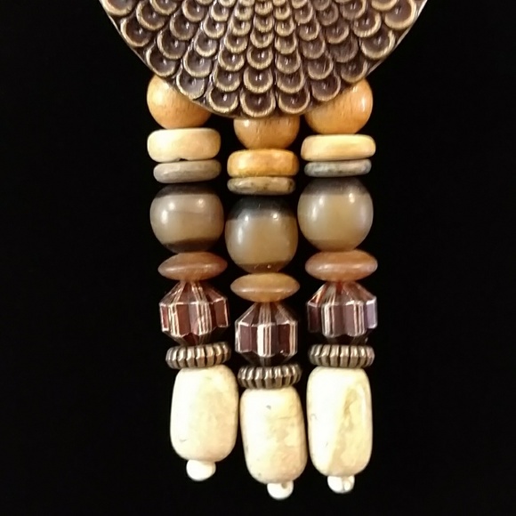Vintage BOHO Wood Stone Bead Choker - Picture 4 of 7