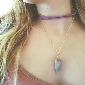 Quartz arrowhead layered choker