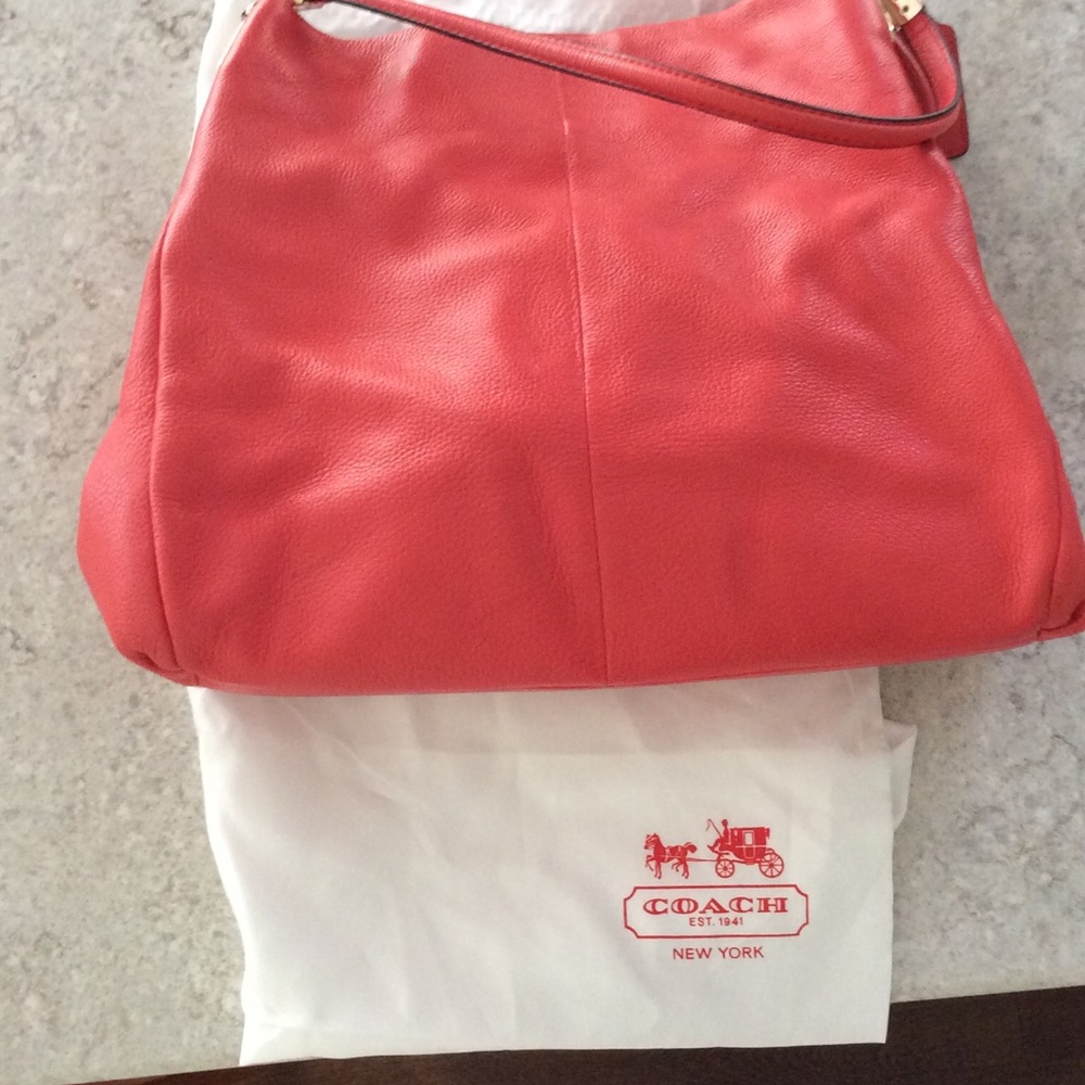 Bright coral Phoebe hobo by Coach