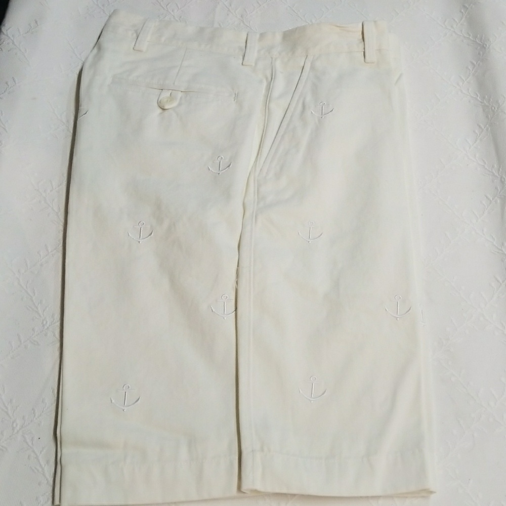 Paul Fredrick white on white anchor shorts