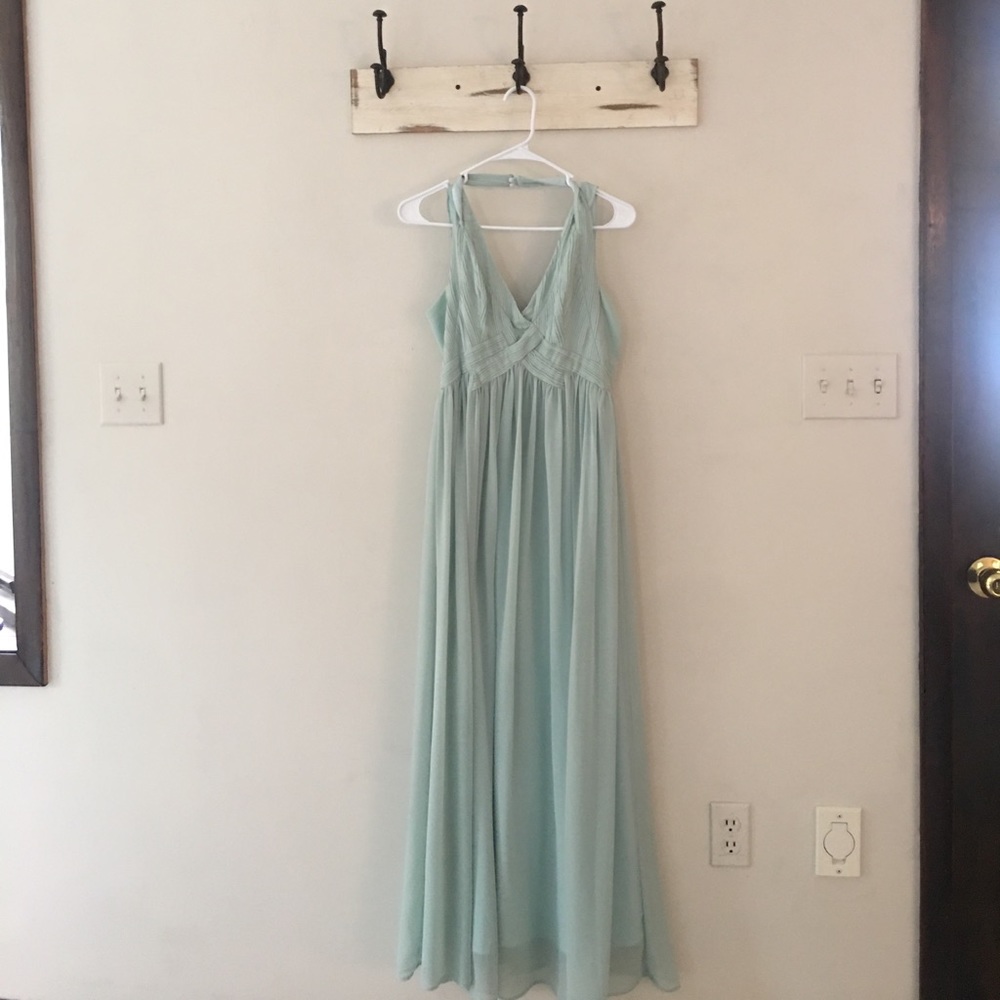 Mint green chiffon maxi dress