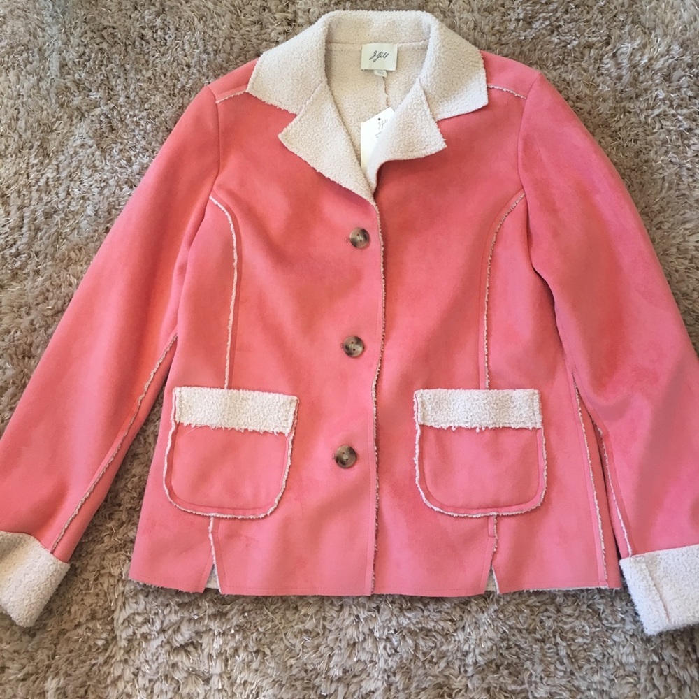 Pink fuzzy fleece jacket