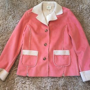 Pink fuzzy fleece jacket