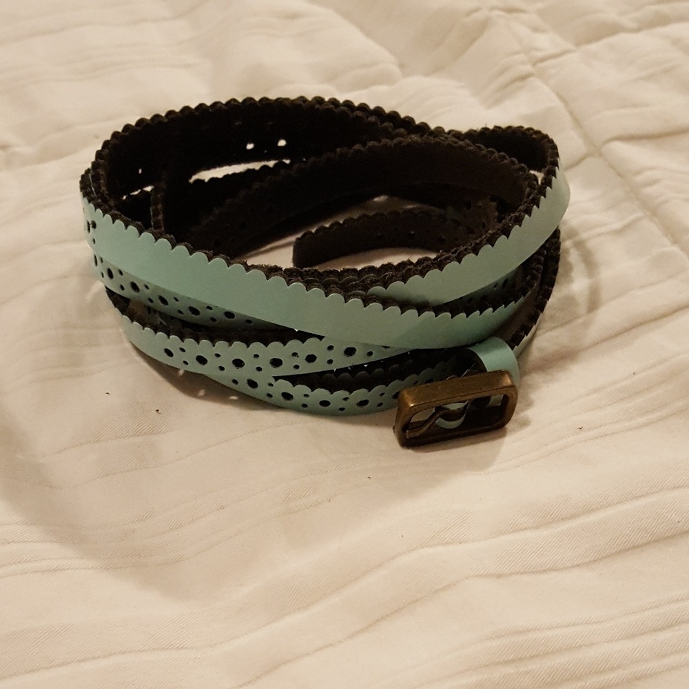 Teal wrap leather belt