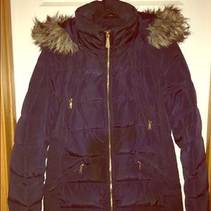 Michale Kors Faux Fur Trim Hooded Puffer