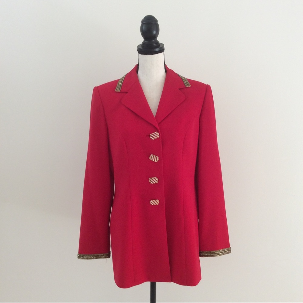 Nina Massini Sz 10 Red Blazer Embellished