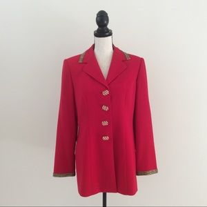 Nina Massini Sz 10 Red Blazer Embellished