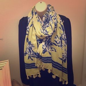 Green, blue & white scarf made by Talbots