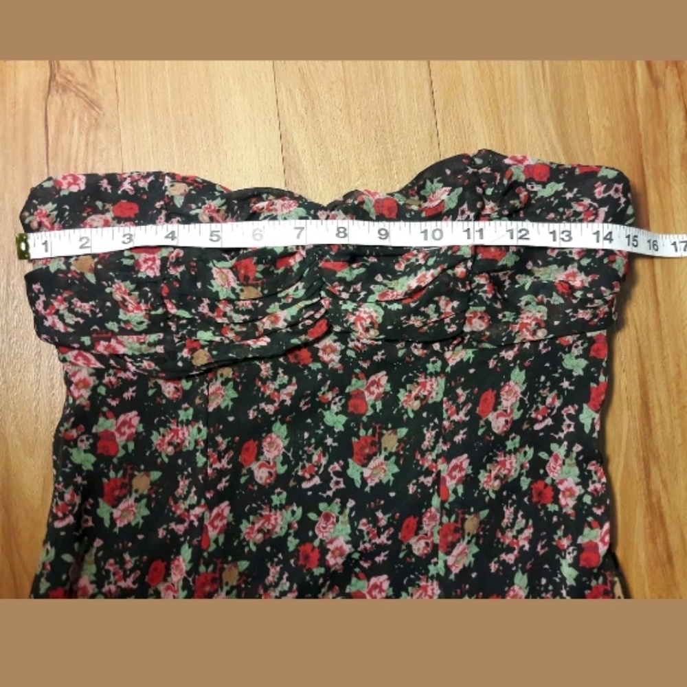 Express Strapless Floral Tiered Ruffle Dress Sz S - Picture 5 of 8