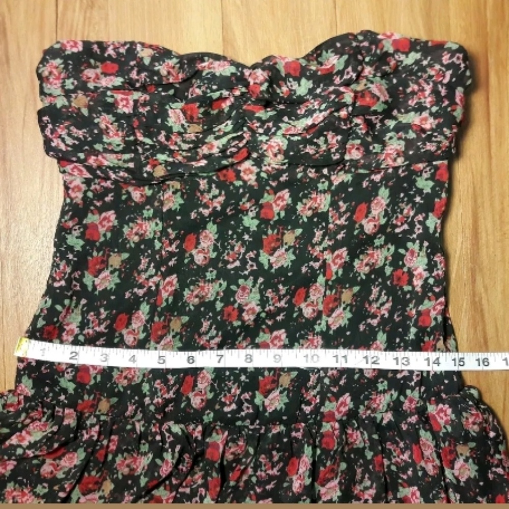 Express Strapless Floral Tiered Ruffle Dress Sz S - Picture 6 of 8