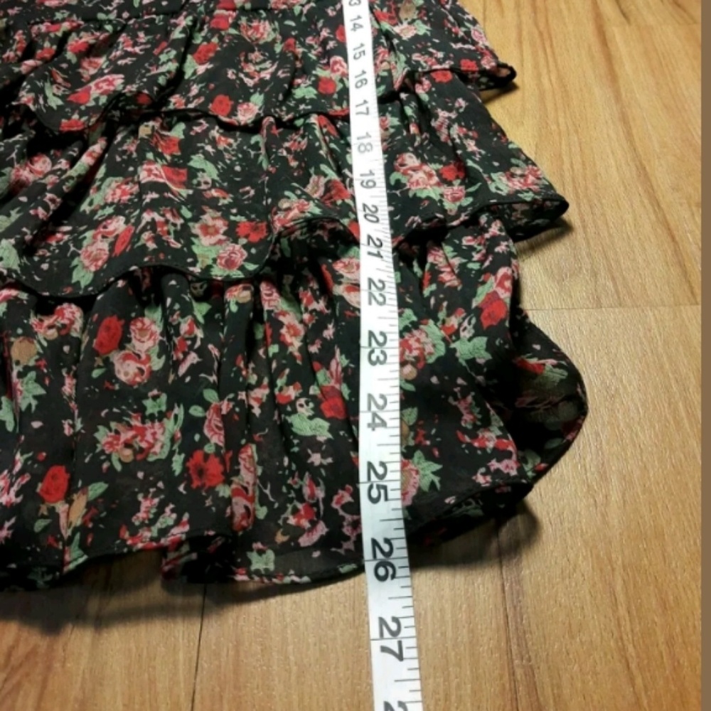 Express Strapless Floral Tiered Ruffle Dress Sz S - Picture 7 of 8