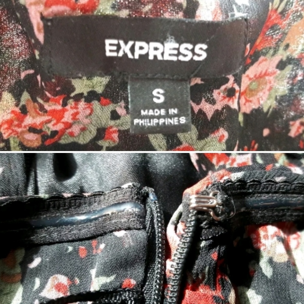 Express Strapless Floral Tiered Ruffle Dress Sz S - Picture 8 of 8