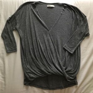 Grey Abercrombie and Fitch surplice front top
