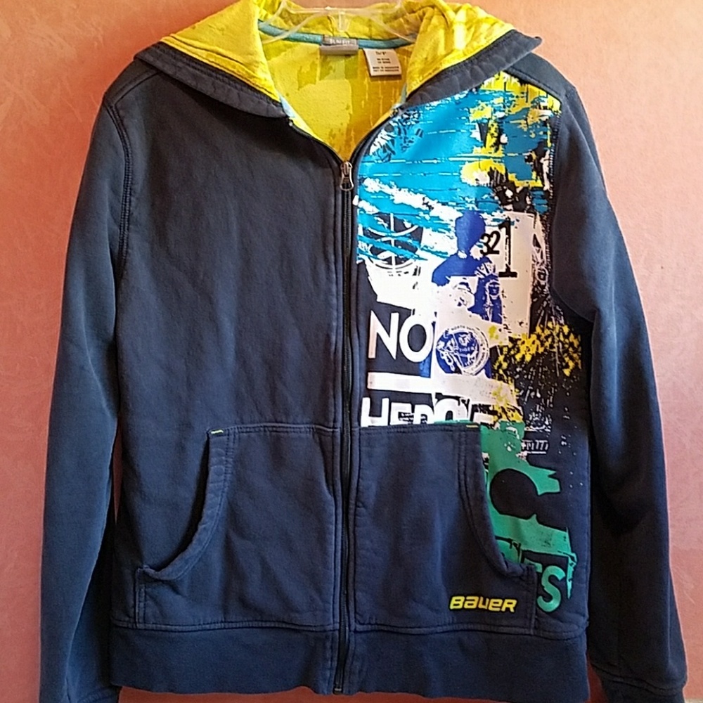 BAUER HOCKEY Hoodie ~ NAVY with GREAT GRAPHICS !