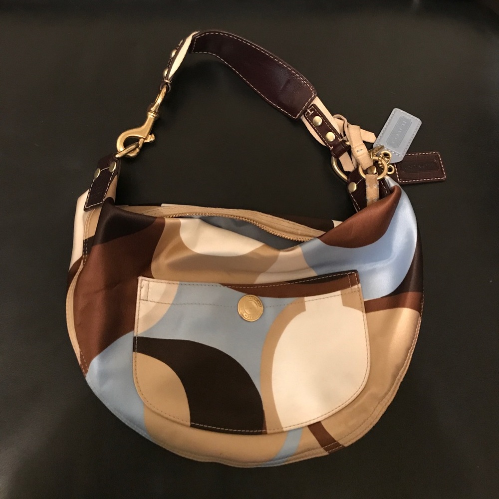 Coach Brown and Blue scarf print bag