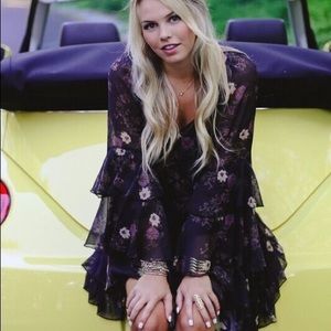 NEEDS Sew free people chiffon ruffle dress black