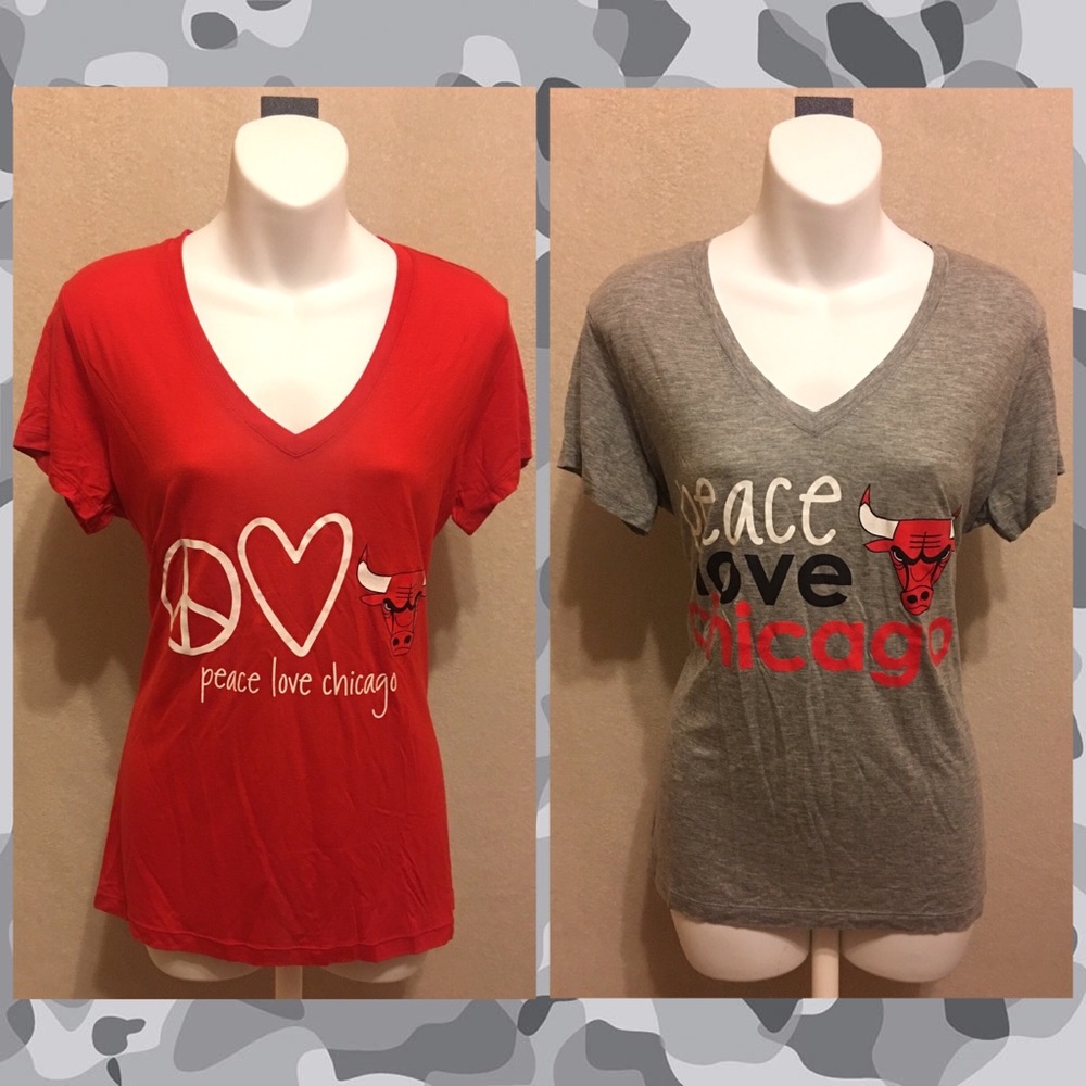 (S)NWT Lot of 2 NBA Chicago Bulls Peace Love World