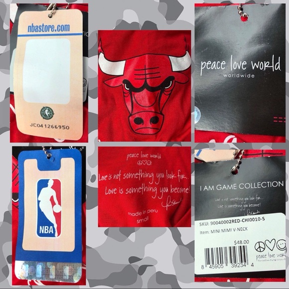 (S)NWT Lot of 2 NBA Chicago Bulls Peace Love World - Picture 4 of 5