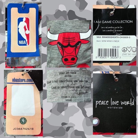 (S)NWT Lot of 2 NBA Chicago Bulls Peace Love World - Picture 5 of 5