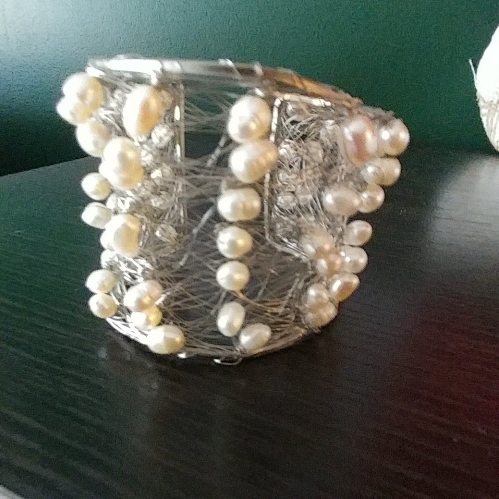 Bohemian fresh water pearl Cuff bracelet