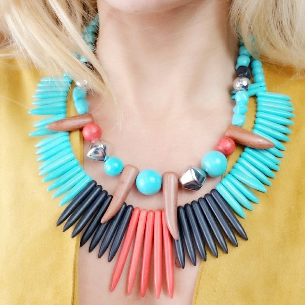 Stones & Beabs Necklace Set - Picture 2 of 4
