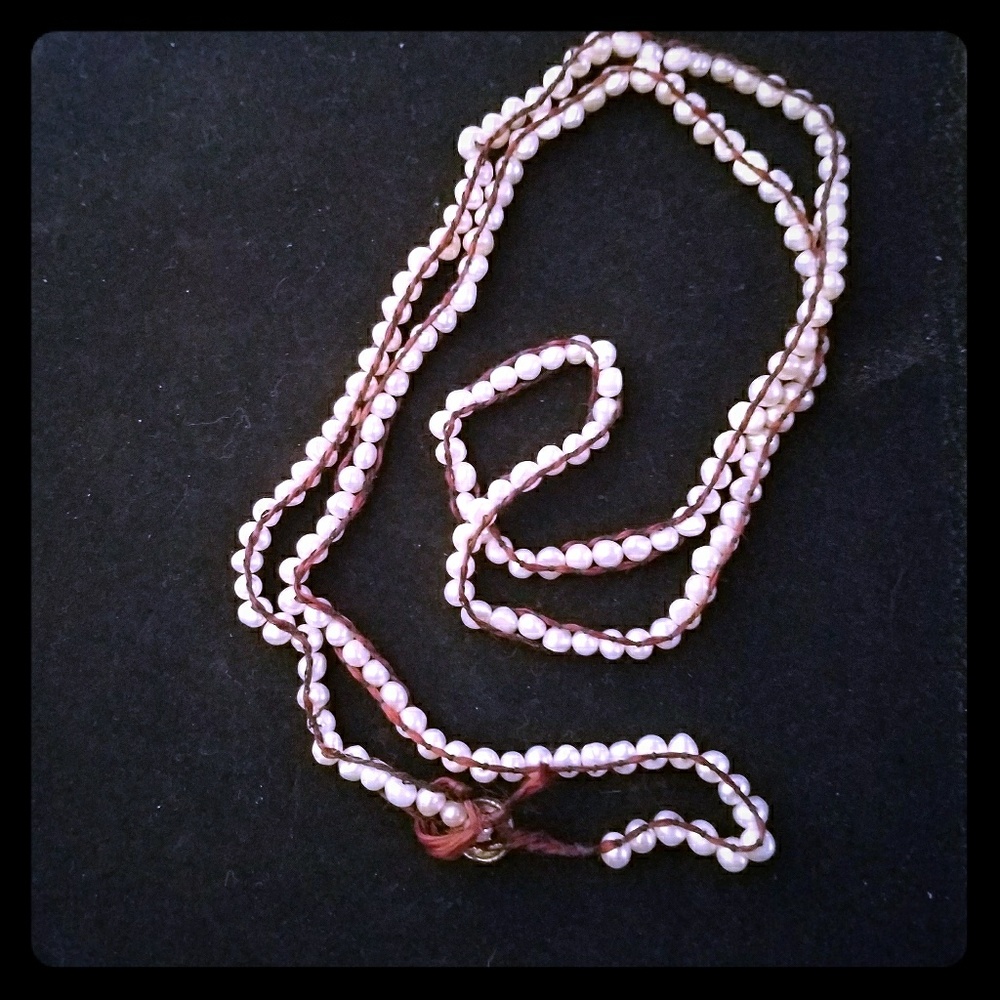 Woven Pearl Wrap Around Bracelet