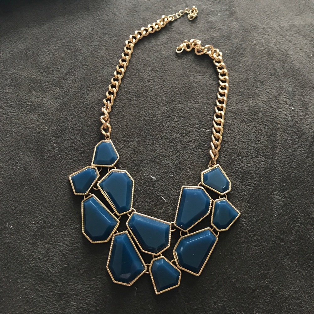 Blue and gold statement necklace