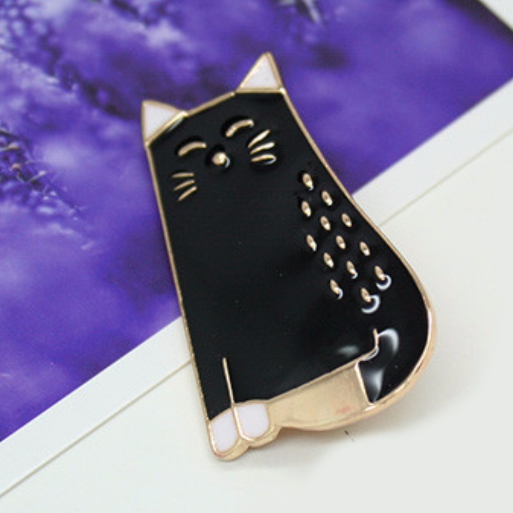 ✨HP!!✨ NEW Black Cat and White Cat Enamel Brooches - Picture 4 of 6