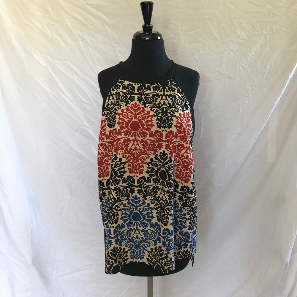 Red and blue swirl tunic